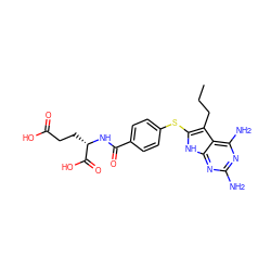 CCCc1c(Sc2ccc(C(=O)N[C@@H](CCC(=O)O)C(=O)O)cc2)[nH]c2nc(N)nc(N)c12 ZINC000034637511