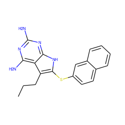 CCCc1c(Sc2ccc3ccccc3c2)[nH]c2nc(N)nc(N)c12 ZINC000040915814