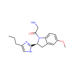 CCCc1c[nH]c([C@@H]2Cc3cc(OC)ccc3N2C(=O)CN)n1 ZINC000013588027