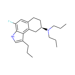 CCCc1c[nH]c2c(F)cc3c(c12)C[C@H](N(CCC)CCC)CC3 ZINC000013741700