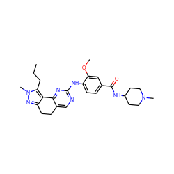 CCCc1c2c(nn1C)CCc1cnc(Nc3ccc(C(=O)NC4CCN(C)CC4)cc3OC)nc1-2 ZINC000169702254