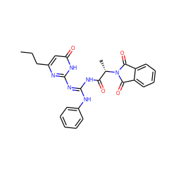 CCCc1cc(=O)[nH]c(/N=C(\NC(=O)[C@H](C)N2C(=O)c3ccccc3C2=O)Nc2ccccc2)n1 ZINC000018096674