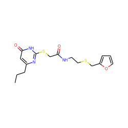 CCCc1cc(=O)[nH]c(SCC(=O)NCCSCc2ccco2)n1 ZINC000013466523