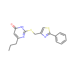 CCCc1cc(=O)[nH]c(SCc2csc(-c3ccccc3)n2)n1 ZINC000008774553