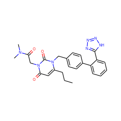 CCCc1cc(=O)n(CC(=O)N(C)C)c(=O)n1Cc1ccc(-c2ccccc2-c2nnn[nH]2)cc1 ZINC000026170600