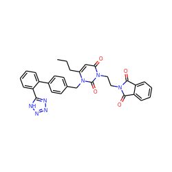 CCCc1cc(=O)n(CCN2C(=O)c3ccccc3C2=O)c(=O)n1Cc1ccc(-c2ccccc2-c2nnn[nH]2)cc1 ZINC000026173305