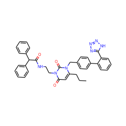 CCCc1cc(=O)n(CCNC(=O)C(c2ccccc2)c2ccccc2)c(=O)n1Cc1ccc(-c2ccccc2-c2nnn[nH]2)cc1 ZINC000026170656