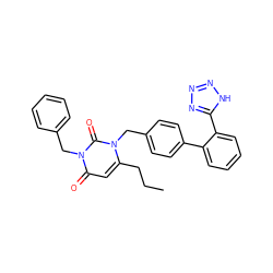 CCCc1cc(=O)n(Cc2ccccc2)c(=O)n1Cc1ccc(-c2ccccc2-c2nnn[nH]2)cc1 ZINC000026173820