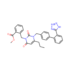 CCCc1cc(=O)n(Cc2ccccc2C(=O)OC)c(=O)n1Cc1ccc(-c2ccccc2-c2nnn[nH]2)cc1 ZINC000026181552