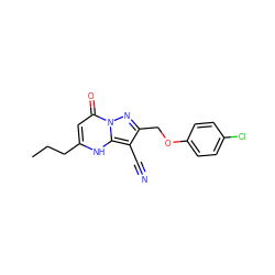 CCCc1cc(=O)n2nc(COc3ccc(Cl)cc3)c(C#N)c2[nH]1 ZINC000473247246