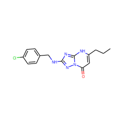 CCCc1cc(=O)n2nc(NCc3ccc(Cl)cc3)nc2[nH]1 ZINC000101262144