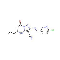 CCCc1cc(=O)n2nc(NCc3ccc(Cl)nc3)c(C#N)c2[nH]1 ZINC000473249946