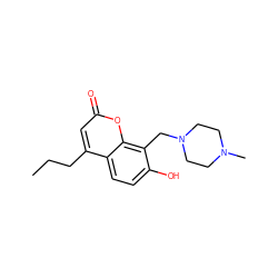 CCCc1cc(=O)oc2c(CN3CCN(C)CC3)c(O)ccc12 ZINC000019361344