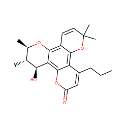 CCCc1cc(=O)oc2c3c(c4c(c12)OC(C)(C)C=C4)O[C@H](C)[C@@H](C)[C@@H]3O ZINC000001645454