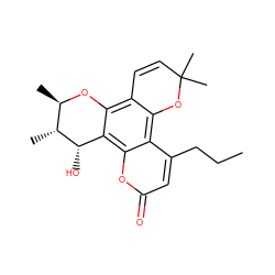 CCCc1cc(=O)oc2c3c(c4c(c12)OC(C)(C)C=C4)O[C@H](C)[C@@H](C)[C@H]3O ZINC000000600322