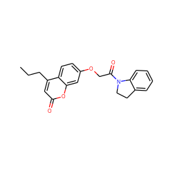 CCCc1cc(=O)oc2cc(OCC(=O)N3CCc4ccccc43)ccc12 ZINC000000793126