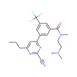 CCCc1cc(-c2cc(C(=O)N(C)CCN(C)C)cc(C(F)(F)F)c2)nc(C#N)n1 ZINC000064528192