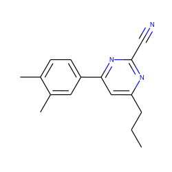 CCCc1cc(-c2ccc(C)c(C)c2)nc(C#N)n1 ZINC000049036951