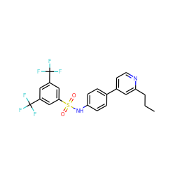 CCCc1cc(-c2ccc(NS(=O)(=O)c3cc(C(F)(F)F)cc(C(F)(F)F)c3)cc2)ccn1 ZINC000103283641