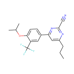 CCCc1cc(-c2ccc(OC(C)C)c(C(F)(F)F)c2)nc(C#N)n1 ZINC000058487881