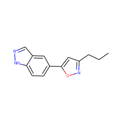 CCCc1cc(-c2ccc3[nH]ncc3c2)on1 ZINC000063298315