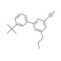 CCCc1cc(-c2cccc(C(C)(C)C)c2)nc(C#N)n1 ZINC000049525750