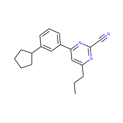 CCCc1cc(-c2cccc(C3CCCC3)c2)nc(C#N)n1 ZINC000049785509