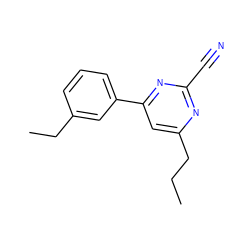 CCCc1cc(-c2cccc(CC)c2)nc(C#N)n1 ZINC000058591638