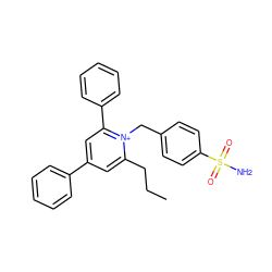 CCCc1cc(-c2ccccc2)cc(-c2ccccc2)[n+]1Cc1ccc(S(N)(=O)=O)cc1 ZINC000027997098