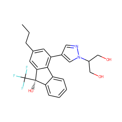 CCCc1cc(-c2cnn(C(CO)CO)c2)c2c(c1)[C@](O)(C(F)(F)F)c1ccccc1-2 ZINC000144920773