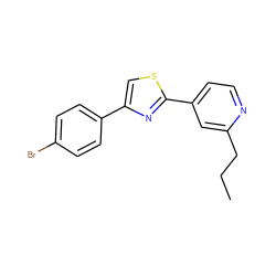 CCCc1cc(-c2nc(-c3ccc(Br)cc3)cs2)ccn1 ZINC000000870710