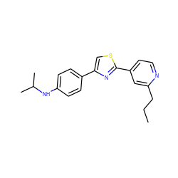 CCCc1cc(-c2nc(-c3ccc(NC(C)C)cc3)cs2)ccn1 ZINC000072181906