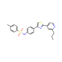 CCCc1cc(-c2nc(-c3ccc(NS(=O)(=O)c4ccc(C)cc4)cc3)cs2)ccn1 ZINC000072182506