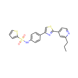 CCCc1cc(-c2nc(-c3ccc(NS(=O)(=O)c4cccs4)cc3)cs2)ccn1 ZINC000072182629