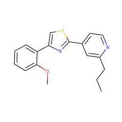 CCCc1cc(-c2nc(-c3ccccc3OC)cs2)ccn1 ZINC000006719711