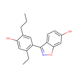 CCCc1cc(-c2noc3cc(O)ccc23)c(CC)cc1O ZINC000013583562