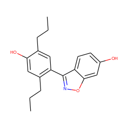 CCCc1cc(-c2noc3cc(O)ccc23)c(CCC)cc1O ZINC000013583565