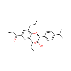 CCCc1cc(C(=O)CC)cc(CCC)c1O[C@H](C(=O)O)c1ccc(C(C)C)cc1 ZINC000012358585