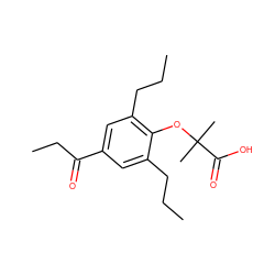 CCCc1cc(C(=O)CC)cc(CCC)c1OC(C)(C)C(=O)O ZINC000012358572