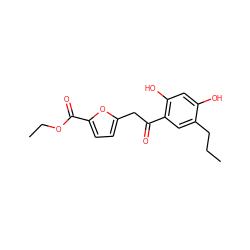 CCCc1cc(C(=O)Cc2ccc(C(=O)OCC)o2)c(O)cc1O ZINC000000241869