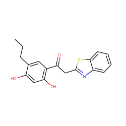 CCCc1cc(C(=O)Cc2nc3ccccc3s2)c(O)cc1O ZINC000000044344