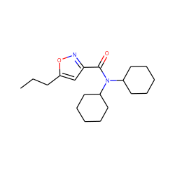 CCCc1cc(C(=O)N(C2CCCCC2)C2CCCCC2)no1 ZINC000003908927