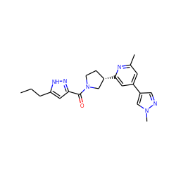 CCCc1cc(C(=O)N2CC[C@H](c3cc(-c4cnn(C)c4)cc(C)n3)C2)n[nH]1 ZINC001772618771