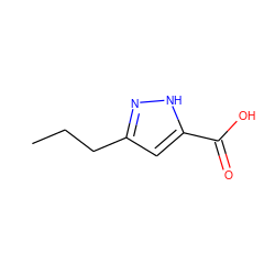 CCCc1cc(C(=O)O)[nH]n1 ZINC000000039600