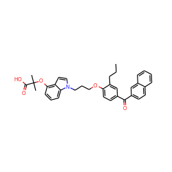 CCCc1cc(C(=O)c2ccc3ccccc3c2)ccc1OCCCn1ccc2c(OC(C)(C)C(=O)O)cccc21 ZINC000044305553