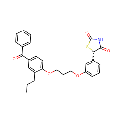 CCCc1cc(C(=O)c2ccccc2)ccc1OCCCOc1cccc([C@@H]2SC(=O)NC2=O)c1 ZINC000012358502