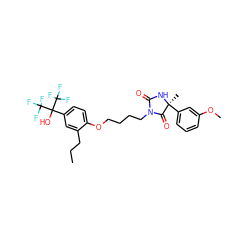 CCCc1cc(C(O)(C(F)(F)F)C(F)(F)F)ccc1OCCCCN1C(=O)N[C@@](C)(c2cccc(OC)c2)C1=O ZINC000474609787