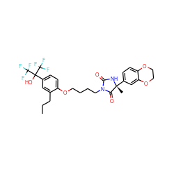 CCCc1cc(C(O)(C(F)(F)F)C(F)(F)F)ccc1OCCCCN1C(=O)N[C@](C)(c2ccc3c(c2)OCCO3)C1=O ZINC000043196246