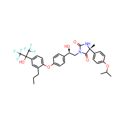 CCCc1cc(C(O)(C(F)(F)F)C(F)(F)F)ccc1Oc1ccc([C@@H](O)CN2C(=O)N[C@](C)(c3ccc(OC(C)C)cc3)C2=O)cc1 ZINC000653900935