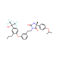 CCCc1cc(C(O)(C(F)(F)F)C(F)(F)F)ccc1Oc1cccc(CCN2C(=O)N[C@](C)(c3ccc(OC(C)C)cc3)C2=O)c1 ZINC000164574576